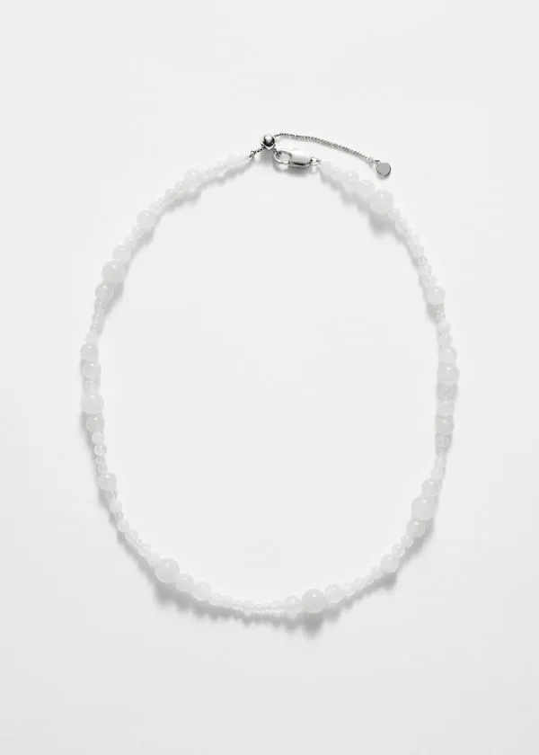 Women Necklaces and Other Stories Stone Bead Necklace White
