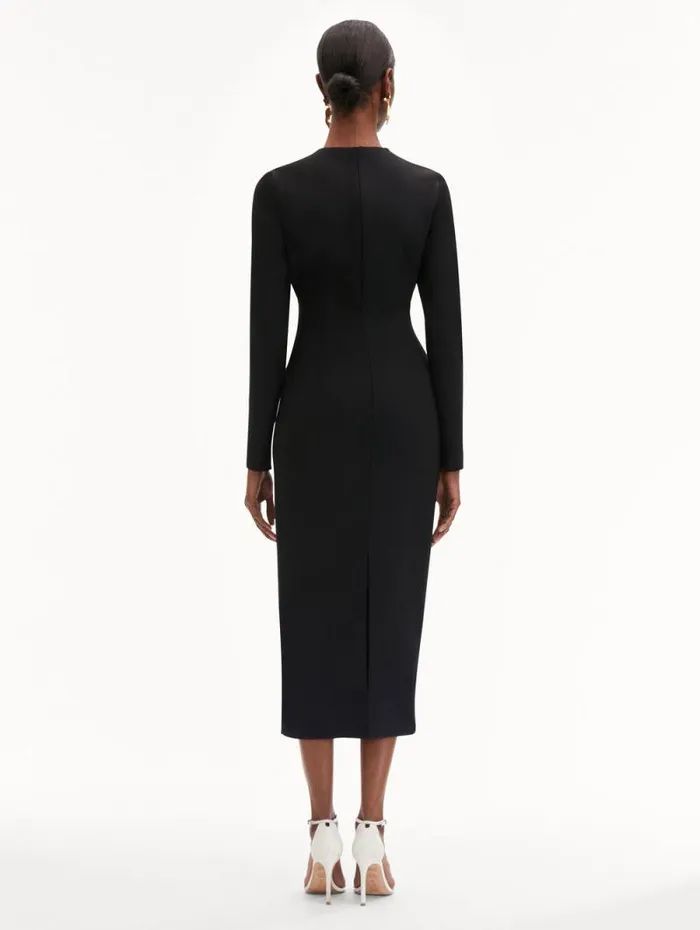 Women Oscar De La Renta Dresses Crystal Orchid Threadwork Dress Black Women Oscar De La Renta Dresses Crystal Orchid Threadwork Dress Black