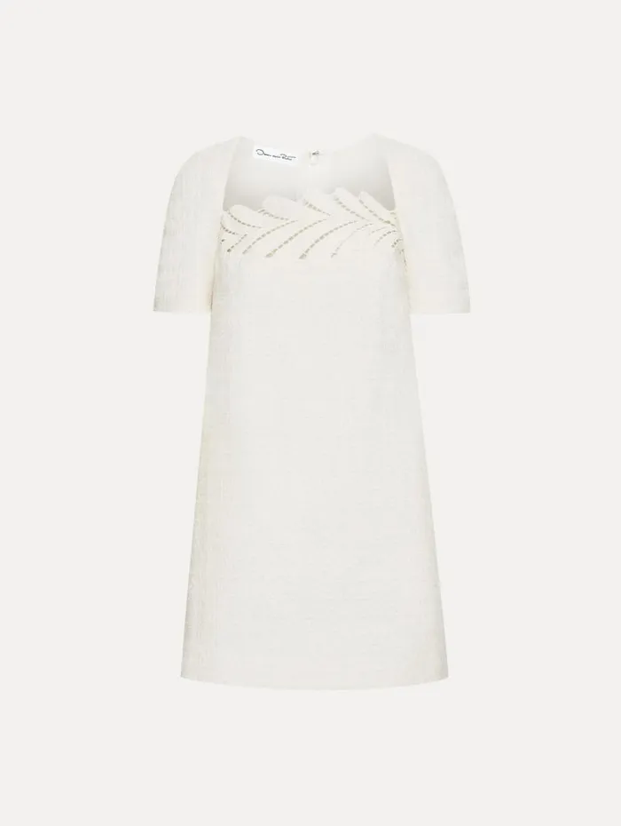 Women Oscar De La Renta Dresses Fern Embroidered Tweed Shift Dress Ivory