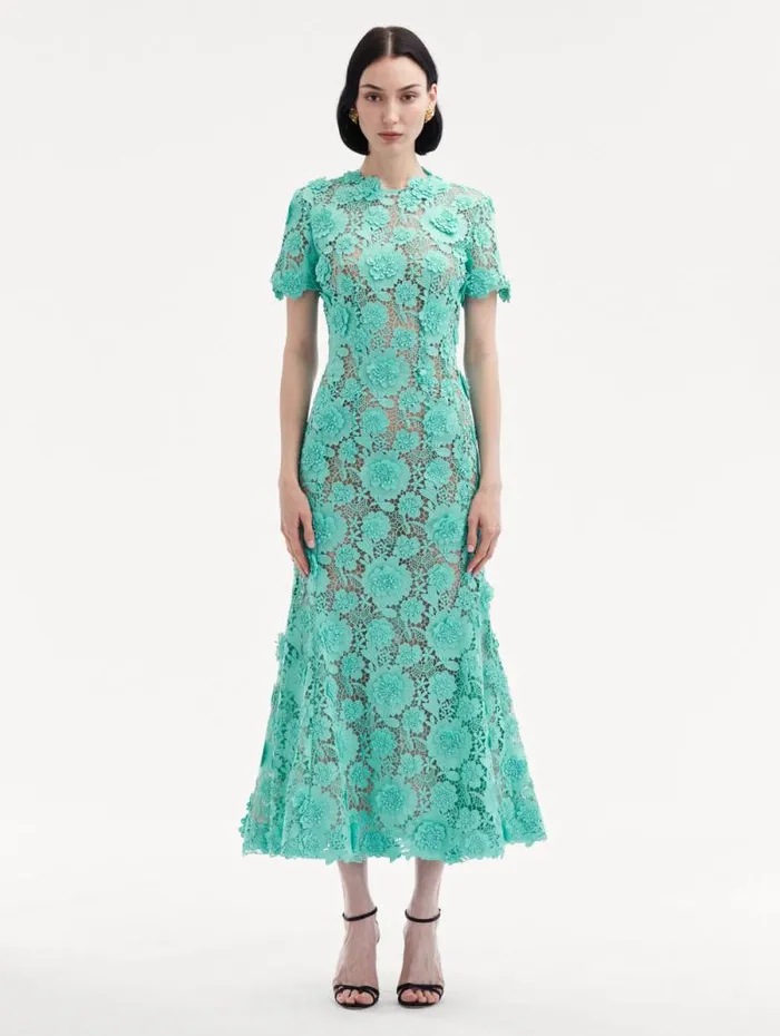 Women Oscar De La Renta Dresses Floral Guipure Cocktail Dress Soft Mint Women Oscar De La Renta Dresses Floral Guipure Cocktail Dress Soft Mint