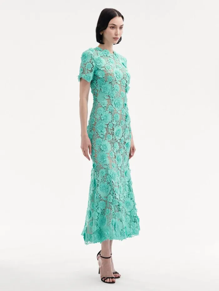 Women Oscar De La Renta Dresses Floral Guipure Cocktail Dress Soft Mint Women Oscar De La Renta Dresses Floral Guipure Cocktail Dress Soft Mint