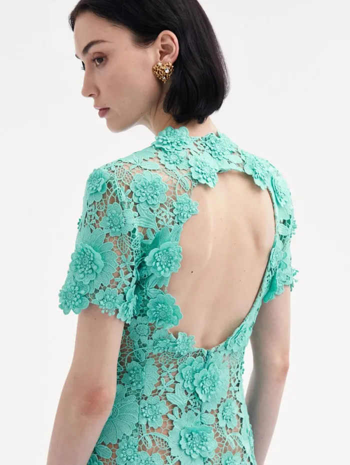 Women Oscar De La Renta Dresses Floral Guipure Cocktail Dress Soft Mint Women Oscar De La Renta Dresses Floral Guipure Cocktail Dress Soft Mint