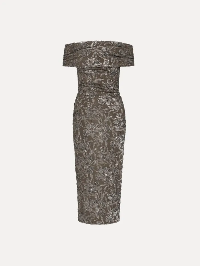 Women Oscar De La Renta Dresses Metallic Orchid Jacquard Cocktail Dress Truffle Brass Women Oscar De La Renta Dresses Metallic Orchid Jacquard Cocktail Dress Truffle Brass