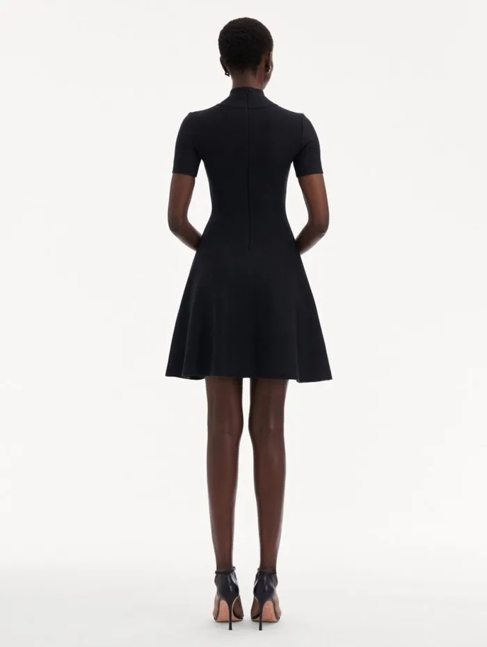 Women Oscar De La Renta Dresses O Flower Knit Mini Dress Charcoal Women Oscar De La Renta Dresses O Flower Knit Mini Dress Charcoal