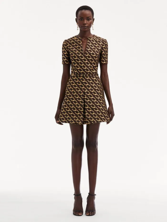 Women Oscar De La Renta Dresses Oscar ChainLink Jacquard Dress Cafe Gold Women Oscar De La Renta Dresses Oscar ChainLink Jacquard Dress Cafe Gold