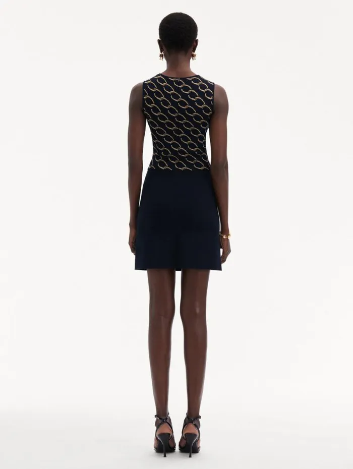 Women Oscar De La Renta Dresses Oscar ChainLink Knit Dress Navygold Women Oscar De La Renta Dresses Oscar ChainLink Knit Dress Navygold