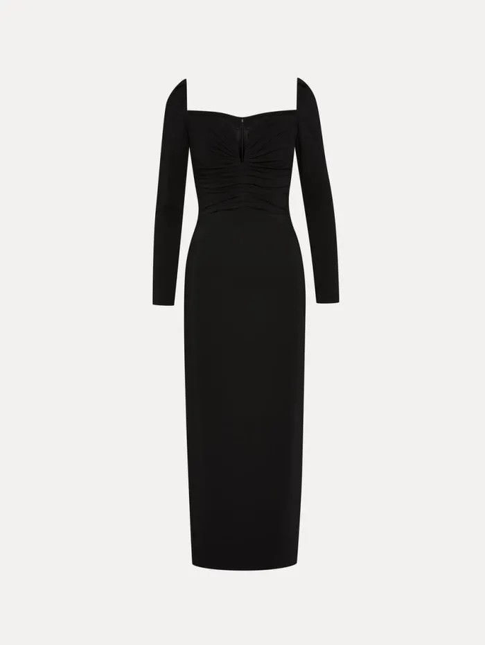 Women Oscar De La Renta Dresses Plunging Sweetheart Cocktail Dress Black