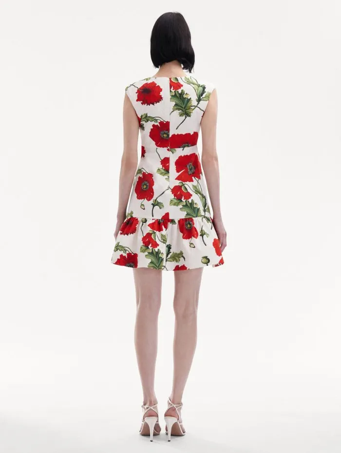Women Oscar De La Renta Dresses Poppy Cotton Cloqu Dress White Red