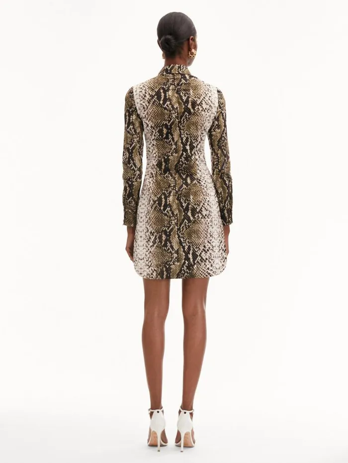 Women Oscar De La Renta Dresses Snake Cotton Poplin Shirt Dress Olive Women Oscar De La Renta Dresses Snake Cotton Poplin Shirt Dress Olive