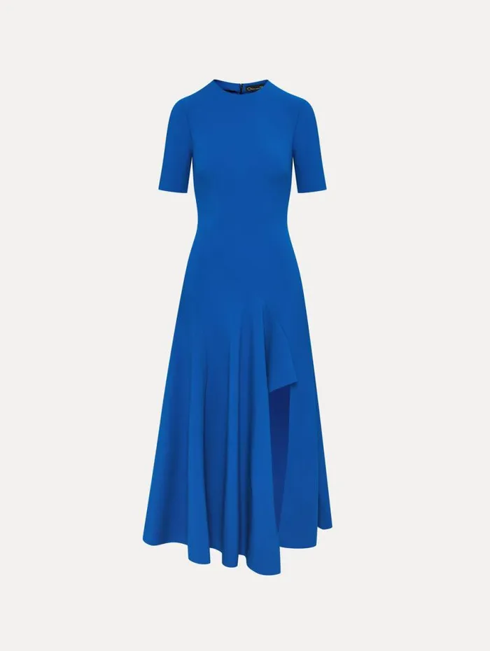 Women Oscar De La Renta Dresses Wave Detail Midi Dress Lapis
