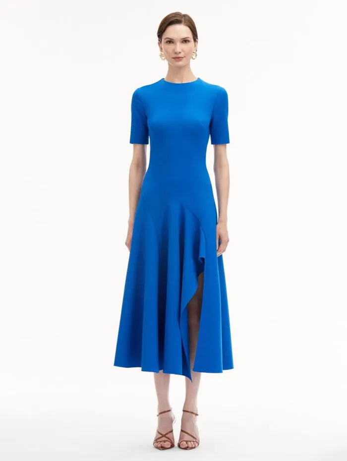 Women Oscar De La Renta Dresses Wave Detail Midi Dress Lapis Women Oscar De La Renta Dresses Wave Detail Midi Dress Lapis