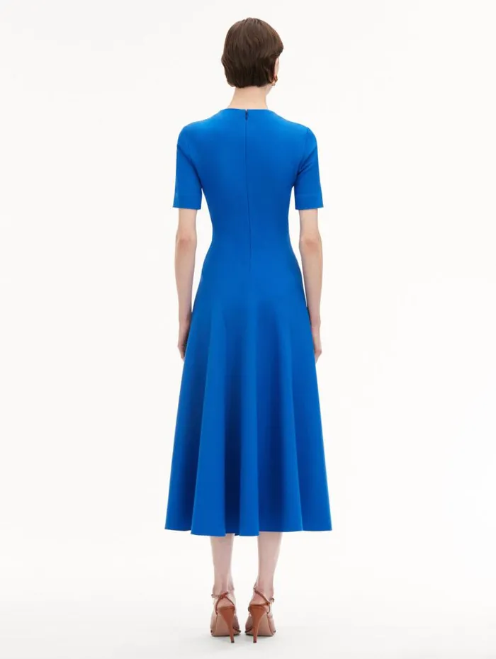 Women Oscar De La Renta Dresses Wave Detail Midi Dress Lapis Women Oscar De La Renta Dresses Wave Detail Midi Dress Lapis