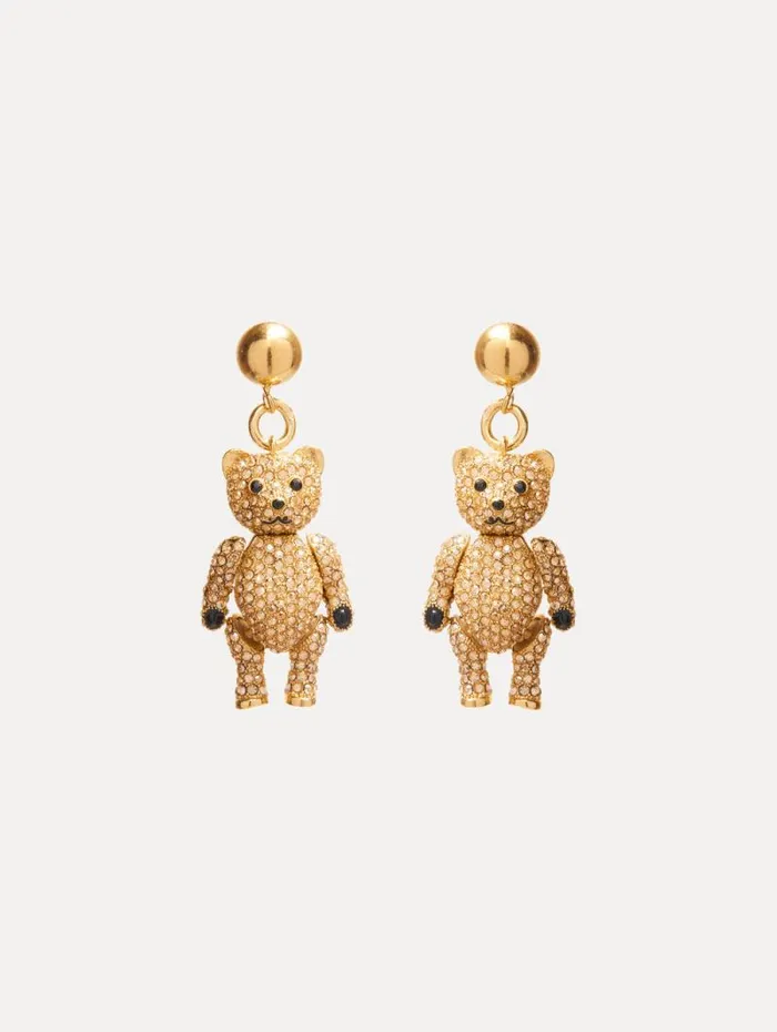 Women Oscar De La Renta Earrings Baby Bear Crystal Earrings Golden Shadow