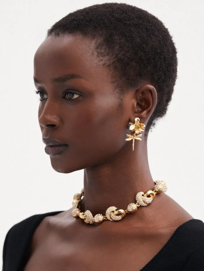 Women Oscar De La Renta Earrings Dragonfly Flower ClipOn Earrings Gold Women Oscar De La Renta Earrings Dragonfly Flower ClipOn Earrings Gold