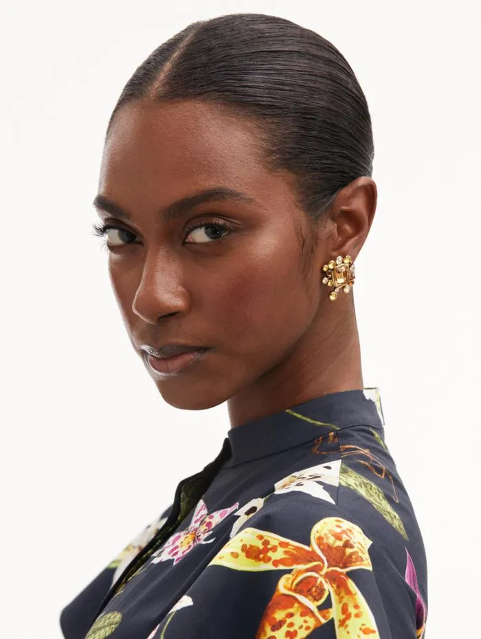 Women Oscar De La Renta Earrings Mixed Crystal Cluster Earrings Topaz Women Oscar De La Renta Earrings Mixed Crystal Cluster Earrings Topaz
