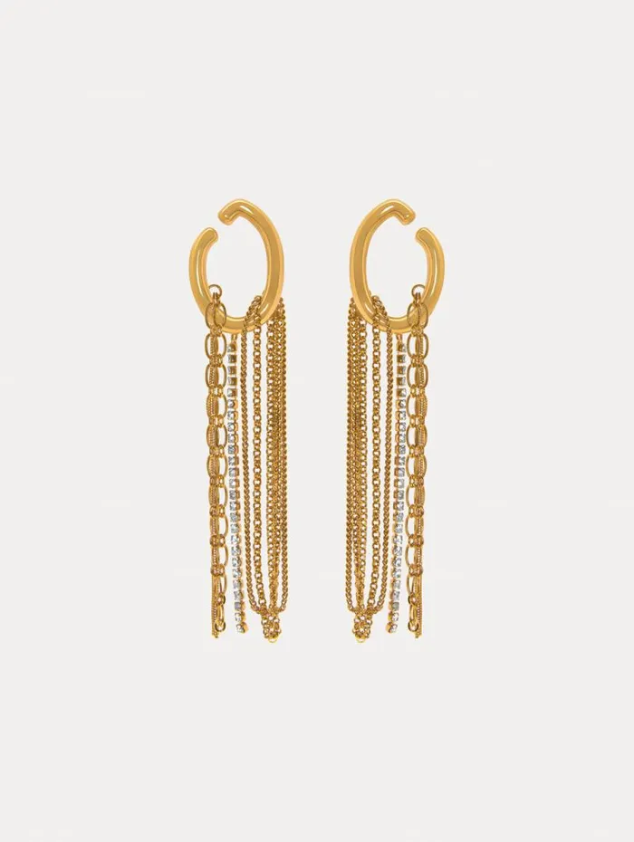Women Oscar De La Renta Earrings O Chain Fringe Earrings Gold
