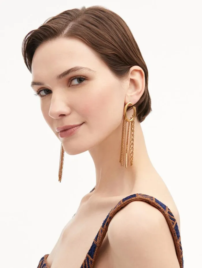 Women Oscar De La Renta Earrings O Chain Fringe Earrings Gold Women Oscar De La Renta Earrings O Chain Fringe Earrings Gold
