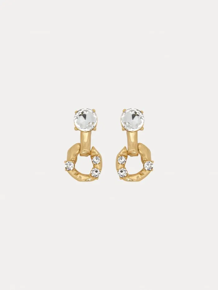 Women Oscar De La Renta Earrings Scramble ChainLink Earrings Crystal