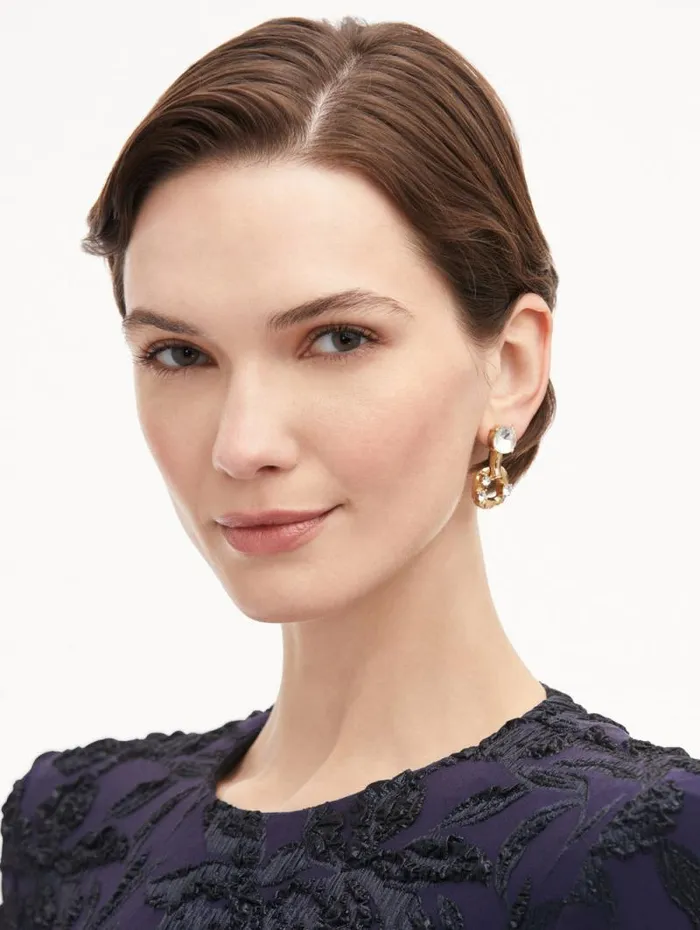 Women Oscar De La Renta Earrings Scramble ChainLink Earrings Crystal Women Oscar De La Renta Earrings Scramble ChainLink Earrings Crystal