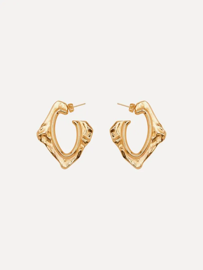 Women Oscar De La Renta Earrings Small Abstract O Hoop Earrings Gold
