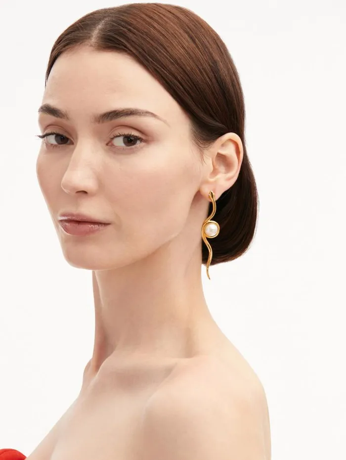Women Oscar De La Renta Earrings Spiral Snake Earrings Gold