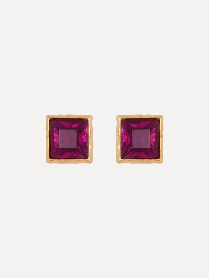 Women Oscar De La Renta Earrings Square Crystal Earrings Amethyst