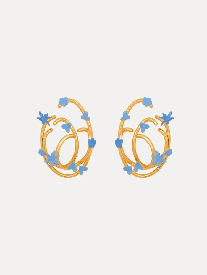 Women Oscar De La Renta Earrings Tangled O Floral Earrings Blue