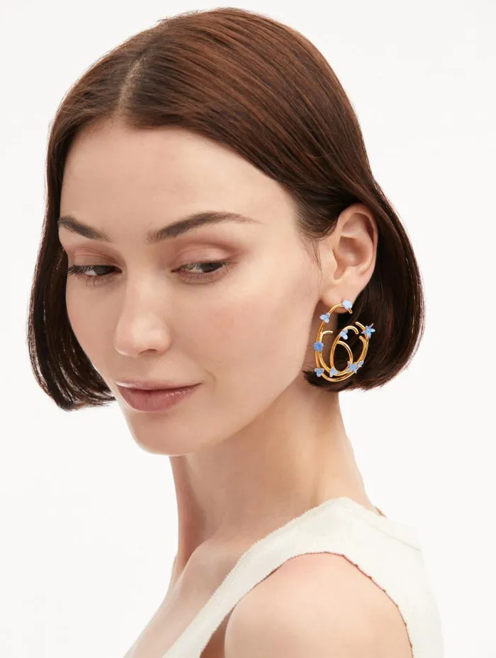 Women Oscar De La Renta Earrings Tangled O Floral Earrings Blue Women Oscar De La Renta Earrings Tangled O Floral Earrings Blue