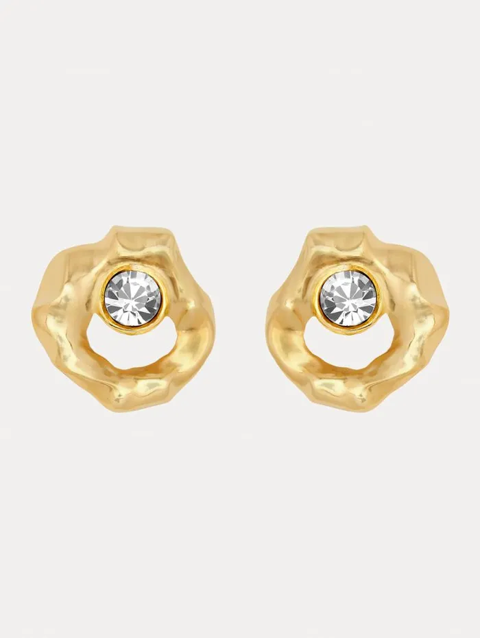Women Oscar De La Renta Earrings Textured Metal Earrings Crystal