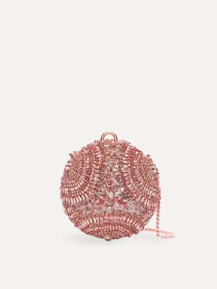 Women Oscar De La Renta Handbags Crystal Embroidered Billiard Bag Blush