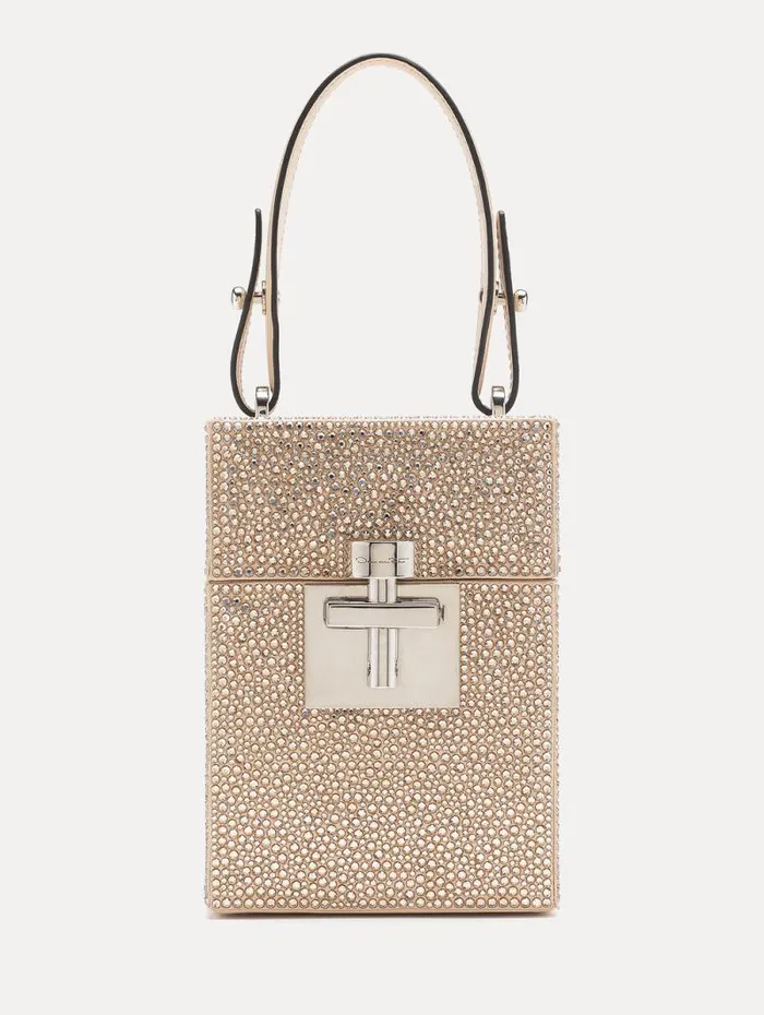 Women Oscar De La Renta Handbags Crystal Pav Alibi Cube Champagne