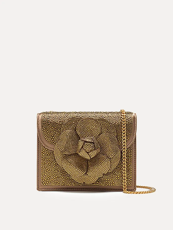 Women Oscar De La Renta Handbags Crystal Pav Mini TRO Bag Bronze