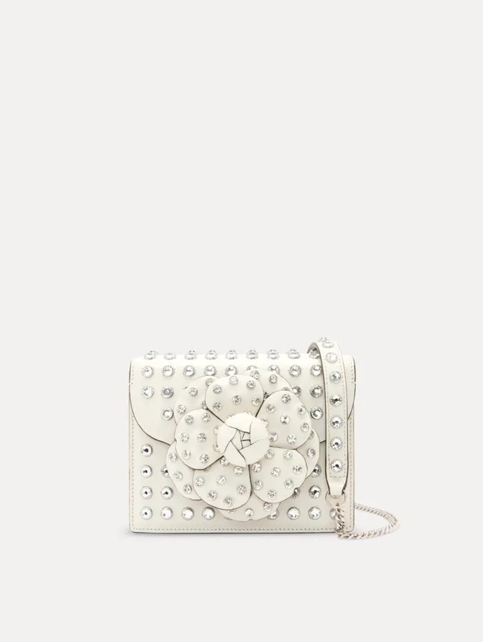 Women Oscar De La Renta Handbags Crystal Stud Mini TRO Bag Ivory