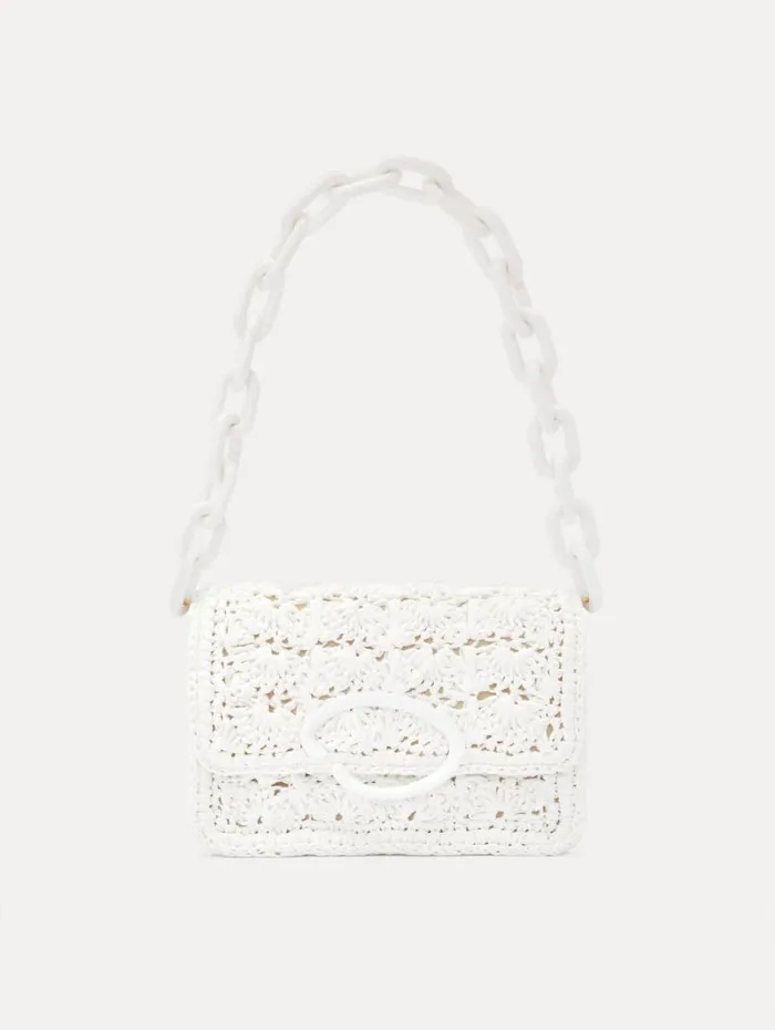 Women Oscar De La Renta Handbags HandCrocheted Raffia O Pochette Ivory