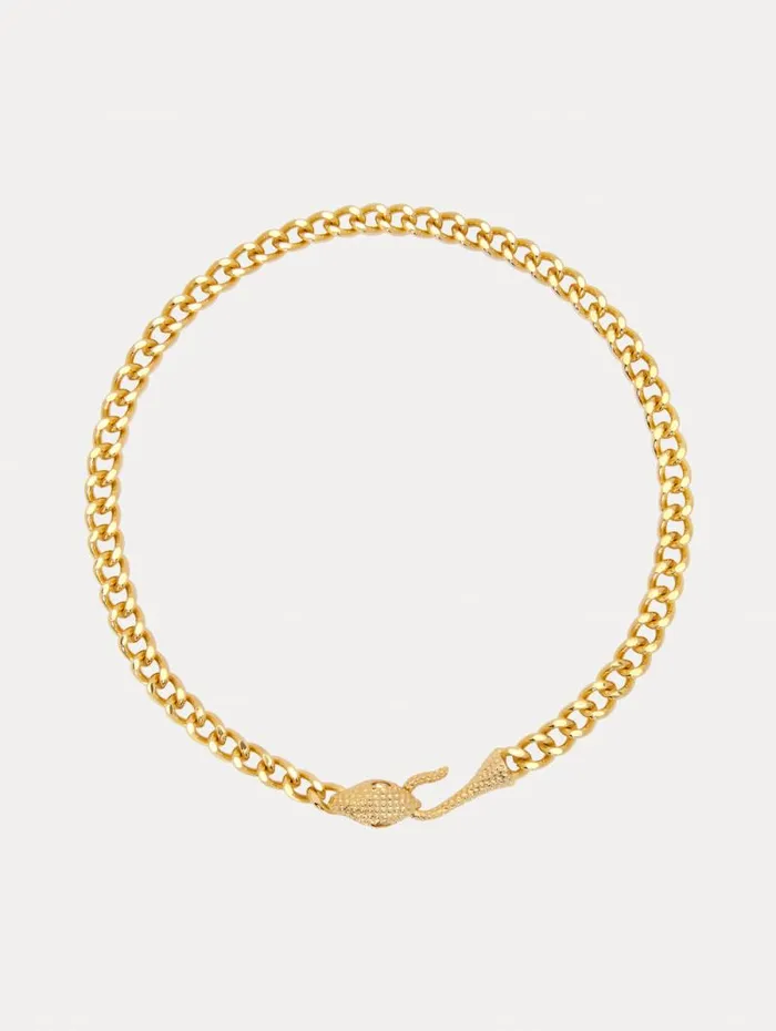 Women Oscar De La Renta Necklaces Snake Head ChainLink Necklace Gold