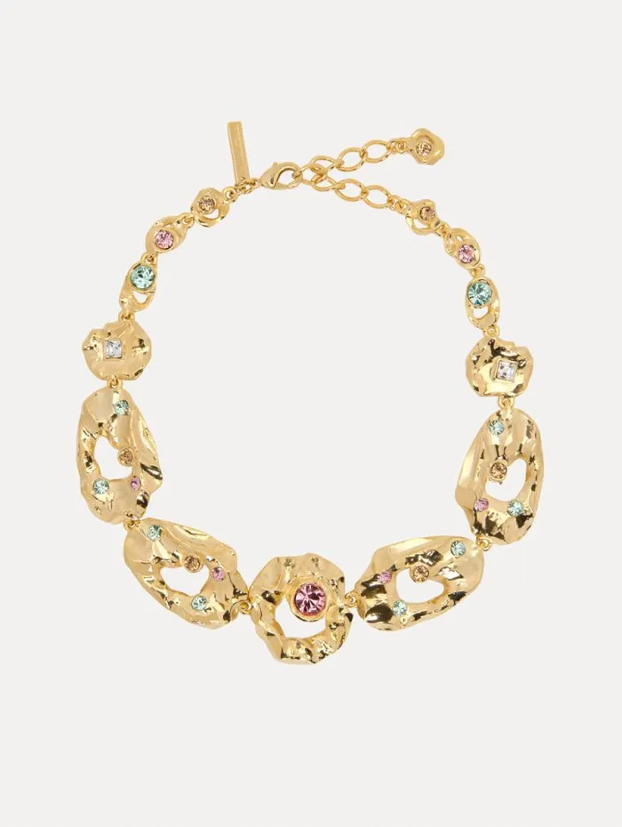 Women Oscar De La Renta Necklaces Textured Metal ChainLink Necklace Multi