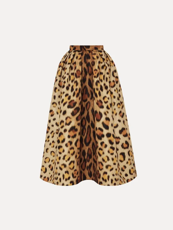 Women Oscar De La Renta Pants and Skirts Jaguar Faille Skirt Beige Multi
