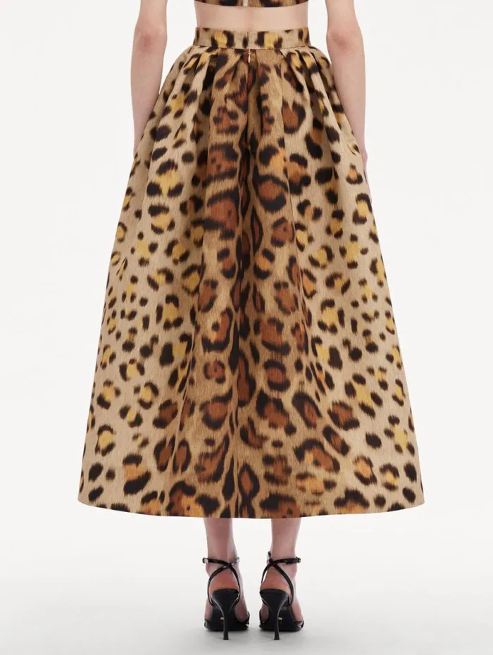 Women Oscar De La Renta Pants and Skirts Jaguar Faille Skirt Beige Multi Women Oscar De La Renta Pants and Skirts Jaguar Faille Skirt Beige Multi
