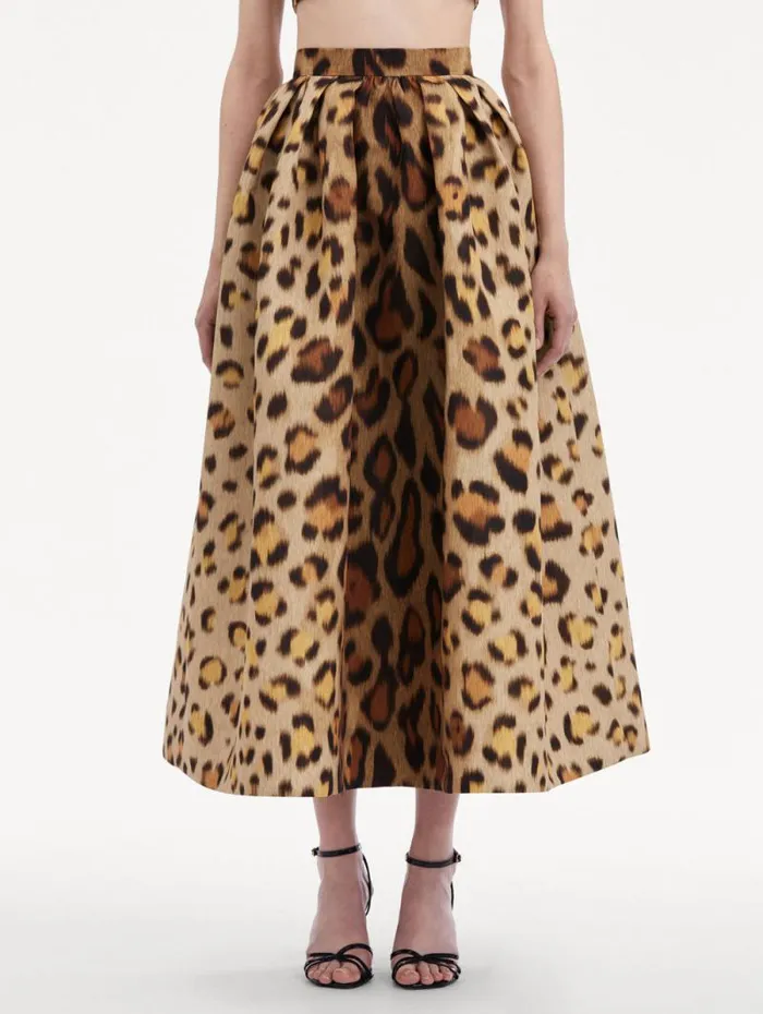 Women Oscar De La Renta Pants and Skirts Jaguar Faille Skirt Beige Multi Women Oscar De La Renta Pants and Skirts Jaguar Faille Skirt Beige Multi