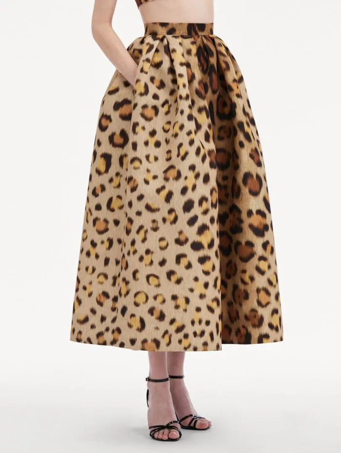 Women Oscar De La Renta Pants and Skirts Jaguar Faille Skirt Beige Multi Women Oscar De La Renta Pants and Skirts Jaguar Faille Skirt Beige Multi