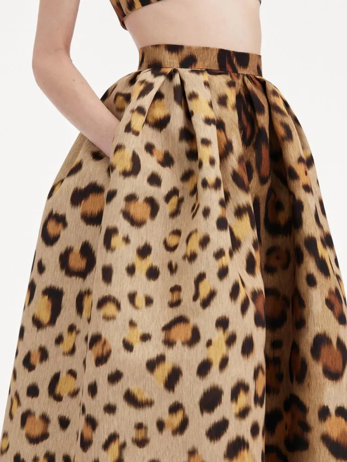 Women Oscar De La Renta Pants and Skirts Jaguar Faille Skirt Beige Multi Women Oscar De La Renta Pants and Skirts Jaguar Faille Skirt Beige Multi