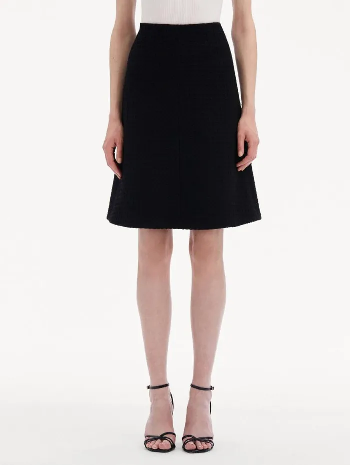 Women Oscar De La Renta Pants and Skirts Wool Tweed Skirt Black