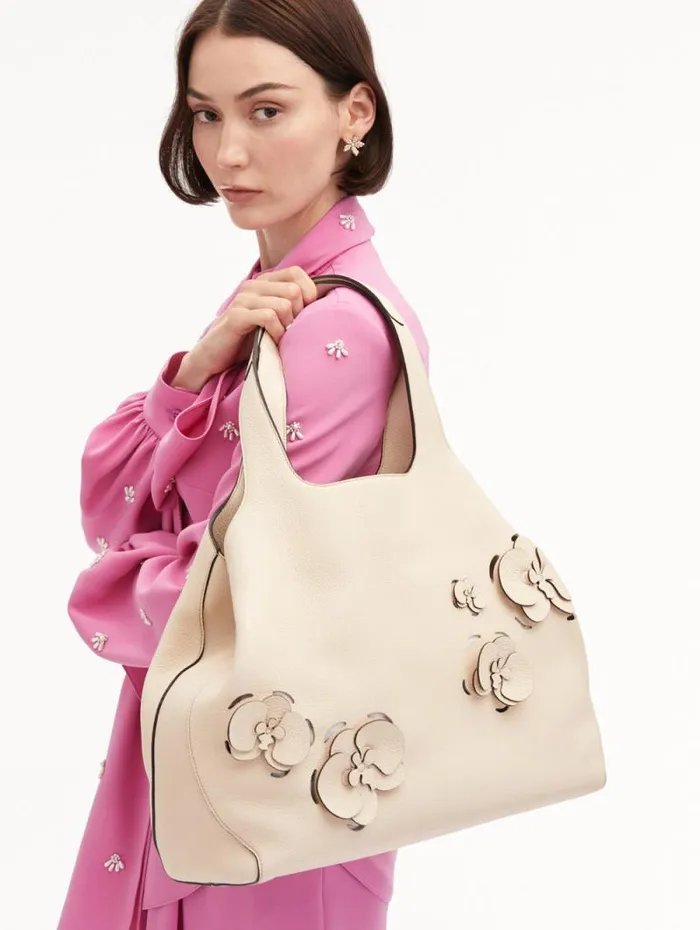 Women Oscar De La Renta Signature Handbags The LaserCut Orchid Topaz Ivory Women Oscar De La Renta Signature Handbags The LaserCut Orchid Topaz Ivory