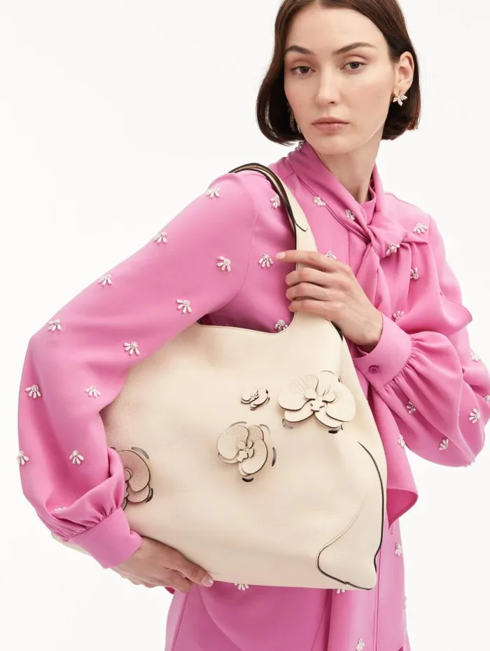Women Oscar De La Renta Signature Handbags The LaserCut Orchid Topaz Ivory Women Oscar De La Renta Signature Handbags The LaserCut Orchid Topaz Ivory