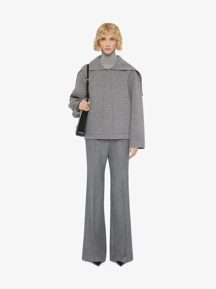 Women Outerwear and Blousons Givenchy Hooded Jacket In Double Face Wool Light Grey Melange Women Outerwear and Blousons Givenchy Hooded Jacket In Double Face Wool Light Grey Melange