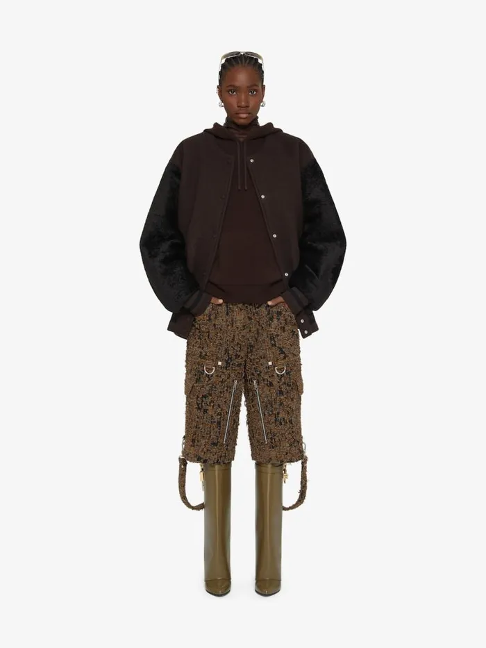 Women Outerwear and Blousons Givenchy Oversized Varsity Jacket In Wool And Shearling Dark Brown Women Outerwear and Blousons Givenchy Oversized Varsity Jacket In Wool And Shearling Dark Brown
