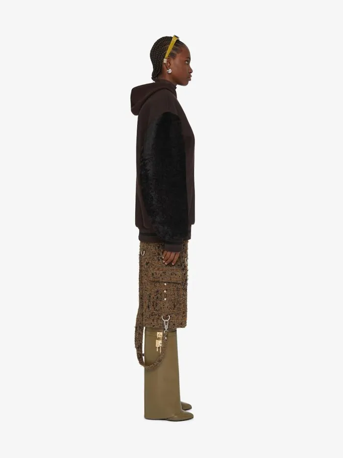 Women Outerwear and Blousons Givenchy Oversized Varsity Jacket In Wool And Shearling Dark Brown