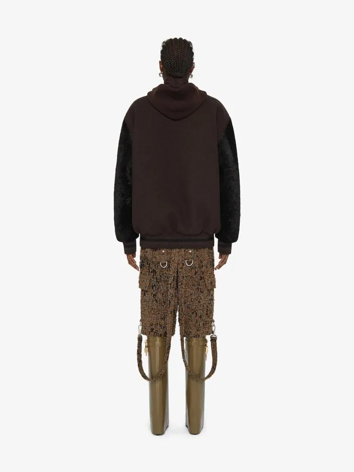 Women Outerwear and Blousons Givenchy Oversized Varsity Jacket In Wool And Shearling Dark Brown