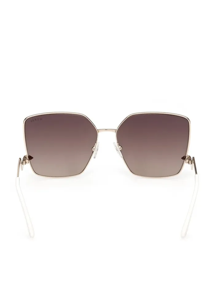 Women Oversized Square Zigzag Sunglasses Gold WTort Arm Sunglasses GUESS