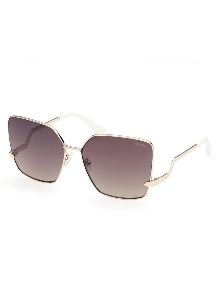 Women Oversized Square Zigzag Sunglasses Gold WTort Arm Sunglasses GUESS